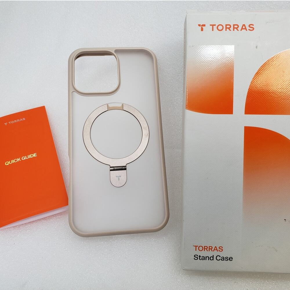 TORRAS Ostand Ring Magnetic Case with Stand for iPhone 16 Pro Max (Gold / Peach)